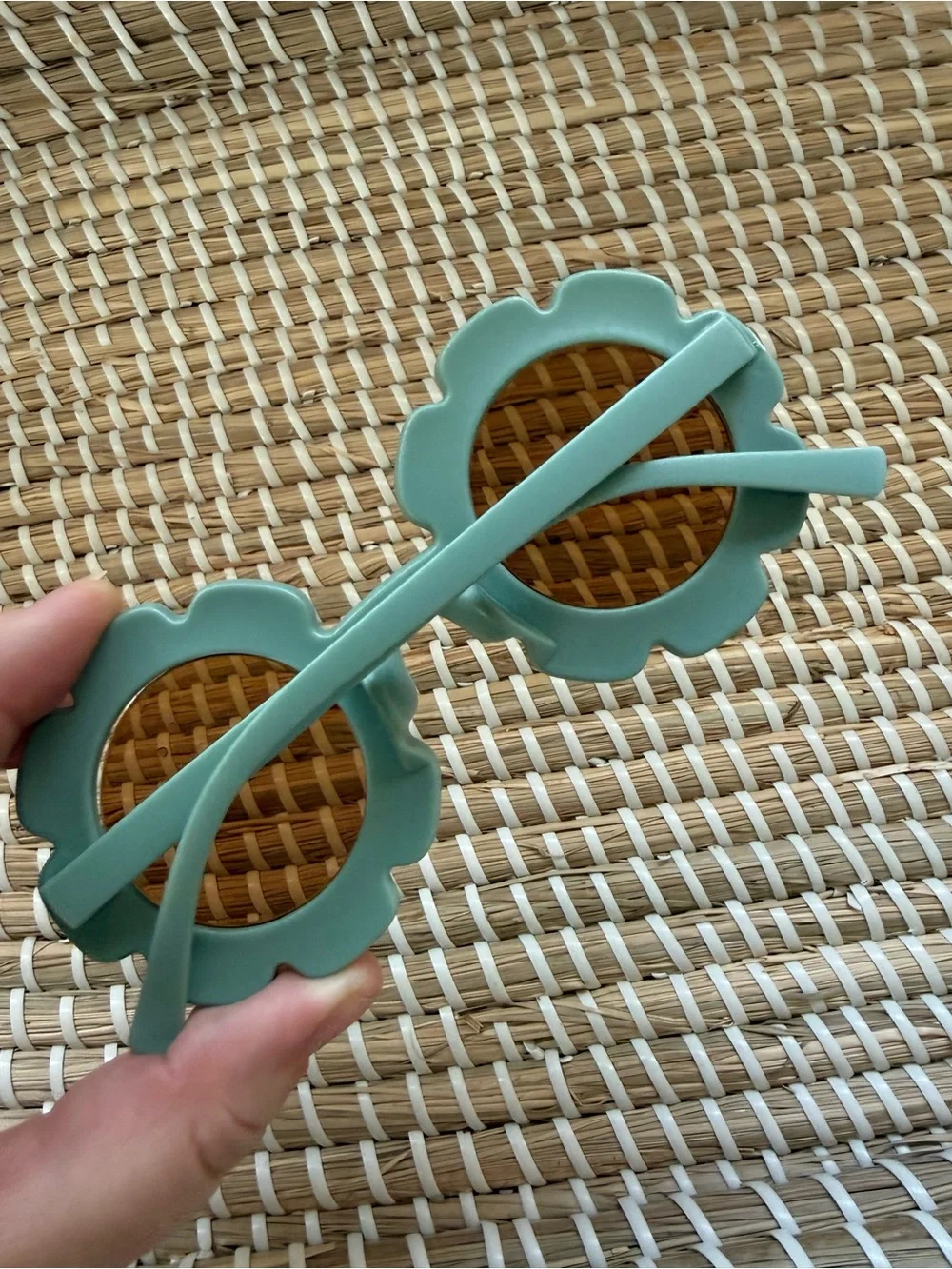 Toddler Size Flower-Shaped Round Sunglasses in Sage Green